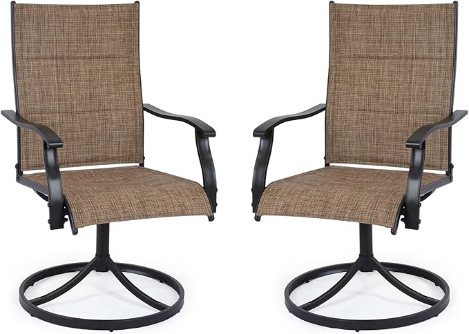 Patio Swivel Chairs Set of 2, Outdoor Dining Chairs High Back - Photo 1