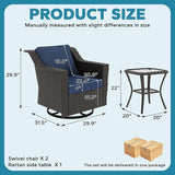 3 Pieces Patio Conversation Furniture Set - 2 Swivel Chairs, 1 Side Table - Photo 2