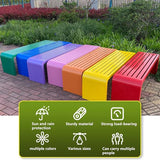 Modern Outdoor Benches Weatherproof Backless Front Porch Bench Metal Garden Benches for Outdoors Sturdy Steel Frame - Photo 7