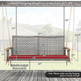 RELAX4LIFE 2-Seater Outdoor Porch Swing - Patio PE Rattan Hanging Swing Bench with Seat Cushion and Strong Hanging Ropes - Photo 5