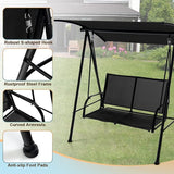 Tangkula 2 Person Porch Swing, Patio Swing with Adjustable Canopy, Comfortable Fabric Seat & Heavy-Duty Steel Frame - Photo 7