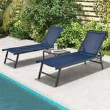 Tangkula 3 Piece Patio Chaise Lounge Set, Aluminum Patio Recliner with Coffee Table, 6-Level Backrest Adjustment - Photo 2