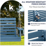 KINGYES Outdoor Hanging Porch Swing Set of 4, 2 Seat Patio Chair With Cup Holders - Photo 2
