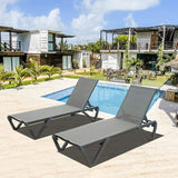Domi Pool Lounge Chairs Set of 2, Aluminum Chaise Lounge Outdoor with Side Table - Photo 6