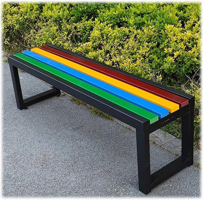 Outdoor Benches Weatherproof, Garden Bench Metal Steel Frame with Solid Wood, Outdoor Furniture Patio Park Benchs Backless, Bench Seat for Porch 3.3ft 3.9ft 4.9ft 5.9ft(Black,3.93ft)