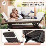 Flamaker Outdoor Convertible Sofa, Woven Rattan Patio Furniture Sunbed with Adjustable Armrests - Photo 4