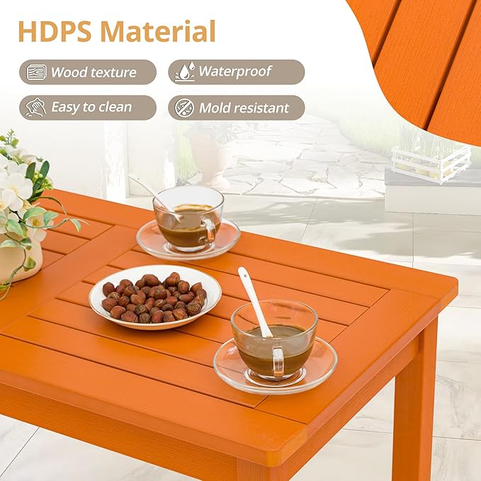 LUE BONA Outdoor Coffee Table Rectangle, HDPS Patio Coffee Tables for Outside - Photo 5