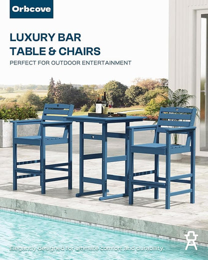 Patio Bar Table,Adirondack Table1 Pieces Set, Bar Height outdoor bar table Set of 1, Outdoor Bar Stools Set,Weather-Resistant Outdoor Furniture for Deck, Balcony, Poolside Easy Assembly, Navy Blue