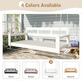 Merax Patio Wooden Twin Size Porch Swing Daybed Frame, Farmhouse Swing Bench Chair with 4 Hanging Ropes for Backyard - Photo 7