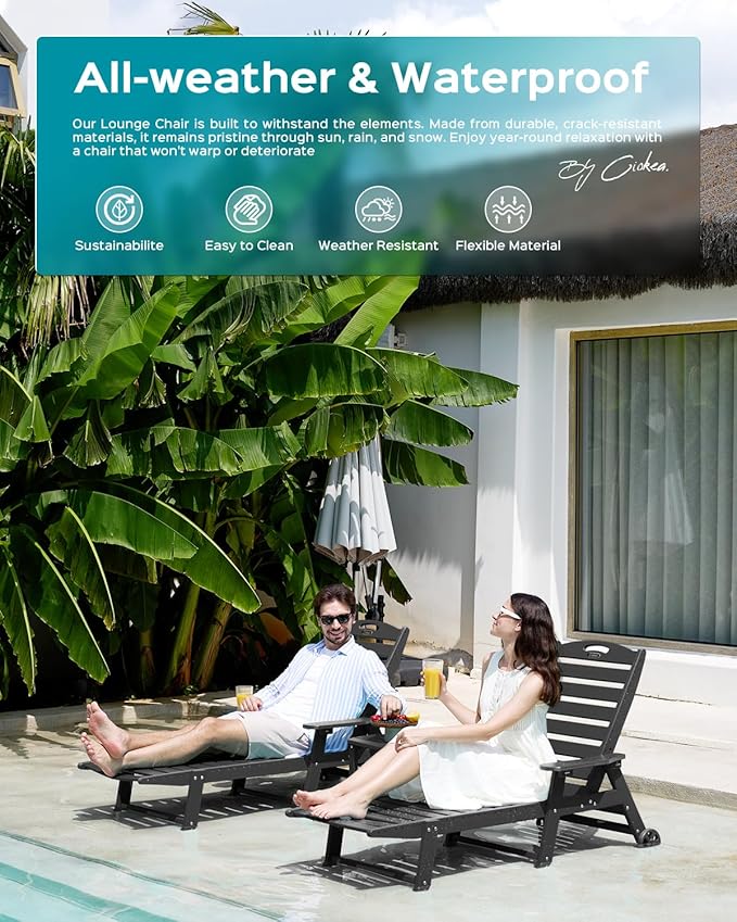 Outdoor Lounge Chair Set of 4, All Weather Patio Chaise Lounge Chair for Outside - Photo 8