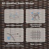 CHITA 6 Pieces Wicker Patio Furniture Set, Outdoor Conversation Set with 2 Pieces Rattan Rocking Swivel Chairs - Photo 6