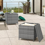 Verano Garden Outdoor Wicker Side Table Set of 2, Small Storage Rattan Wicker End Table - Photo 8