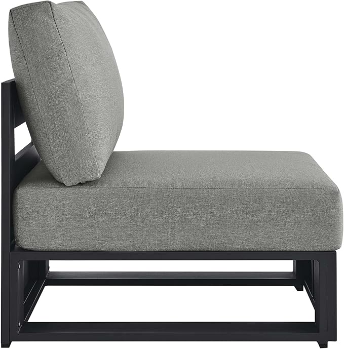 Modway Tahoe Aluminum Armless Patio Gray Modular Weather-Resistant Cushions-Perfect as Club Outdoor Lounge Chair - Photo 4