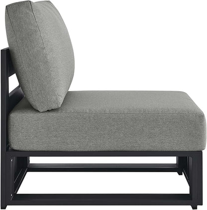 Modway Tahoe Aluminum Armless Patio Gray Modular Weather-Resistant Cushions-Perfect as Club Outdoor Lounge Chair