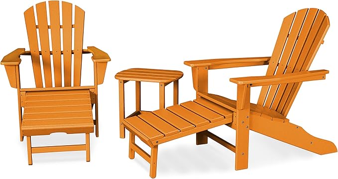 POLYWOOD® Palm Coast Ultimate Adirondack 3-Piece Set in Tangerine
