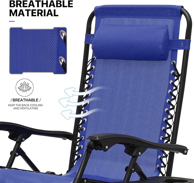 MoNiBloom Zero Gravity Chairs Set of 2 Outdoor Folding Patio Lounge Chairs for Outside Reclining Lawn Chairs Recliner - Photo 7