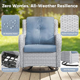 Belord 5 Piece Wicker Patio Furniture Set, Outdoor Swivel Rocker Chairs Set of 2 with Ottomans and Side Table - Photo 7