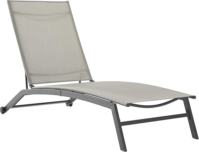 Crosley Furniture Weaver Reclining Mesh Outdoor Chaise Lounge Chair with Wheels for Patio, Deck, Poolside - Photo 1