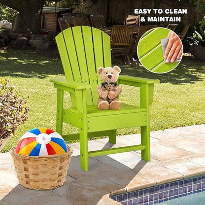 Giantex Adirondack Chair, Kids HDPE Patio Lawn Chair with Ergonomic Backrest for Deck, Porch, Backyard, Poolside, Indoor, Weather Resistance Toddler Outdoor Chair (2, Green)