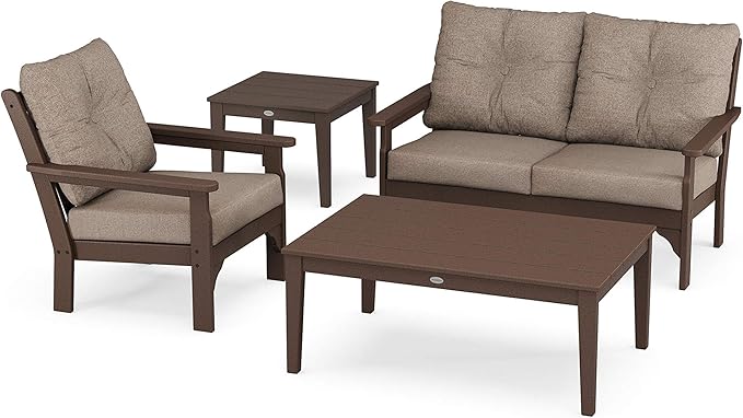 Vineyard 4-Piece Deep Seating Set (Mahogany/Spiced Burlap)