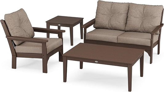 Vineyard 4-Piece Deep Seating Set (Mahogany/Spiced Burlap)