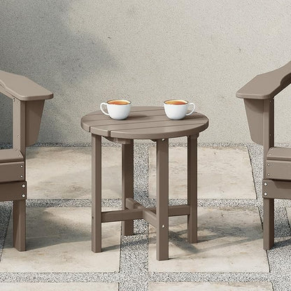 WestinTrends Dylan Adirondack Round Outdoor Side Table, Weathered Wood