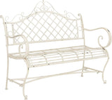 Safavieh PAT5017A Collection Adina Antique White Wrought Iron 51.25" Outdoor Garden Bench - Photo 4