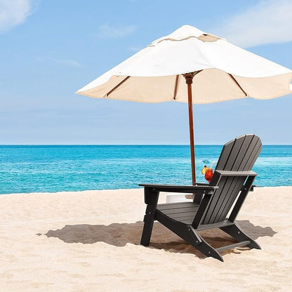 FUNBERRY Folding Adirondack Chair, HDPE All Weather Fire Pit Chairs with Cup Holder for Outdoor