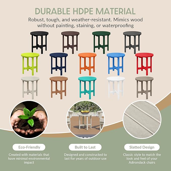 WestinTrends Dylan Adirondack Round Outdoor Side Table, Sand
