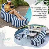 Outdoor Bean Bag Chair with Ottoman, Large Patio Lounge Chair for Adults, Thick Filled Lounger for Pool, Deck - Photo 5