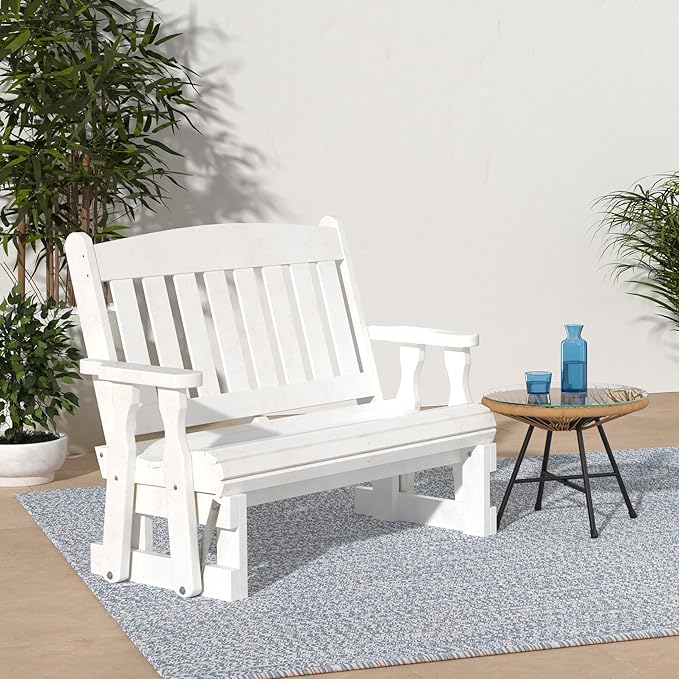 Amish Casual Heavy Duty 800 Lb Mission Pressure Treated Porch Glider (5 Foot, Semi-Solid White Stain) - Photo 2