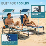 FUNDANGO Heavy Duty Tanning Chair with Face Hole & Canopy, 400lbs Beach Lounge Chair with Side Table - Photo 6