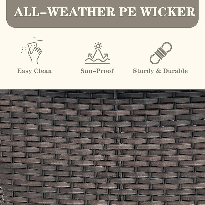 Wicker Outdoor Coffee Table - 40 Inch Tempered Glass Top Patio Coffee Table with Storage, 2 Layers Rattan Outdoor Table Rectangle for Patio for Porch, Balcony, Deck and Garden - Brown