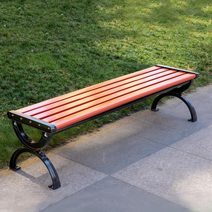 SEIFE Frame Outdoor Bench Patio Bench，Leisure Chair Garden Bench,Outdoor Benches,2-Person Garden Benches,Cast Aluminum Chair Feet,for Lawn Yard Porch Work Entryway(180cm/71in)