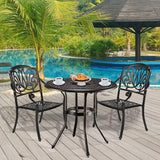 VINGLI 32" Outdoor Dining Table, Round Patio DiningTable with Umbrella Hole - Photo 9