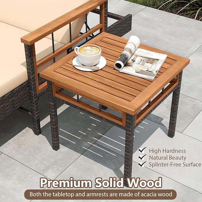 Tangkula Lounge Chair Outdoor with Side Table - Photo 8