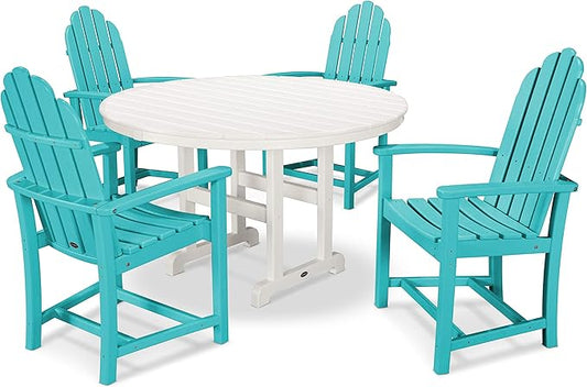 POLYWOOD® Classic Adirondack Dining Set, Aruba/White