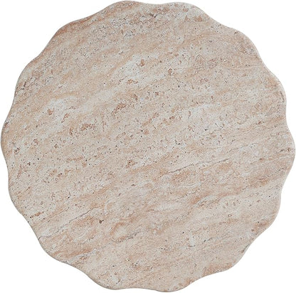 Merax Outdoor Lightweight Concrete Side Table 15.5" Dx18 H Cylinder Round Travertine Indoor Accent Table Weather Resistant End Table for Patio Backyard, Beige