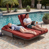 NICESOUL Double Chaise Lounge Outdoor, 51.2" Wide 2-Person Daybed with Independent Recline - Photo 1