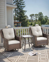 Patio Chairs Outdoor Swivel Glider - Set of 2 High Back Outside Brown Wicker Rattan Rocking Chair with Thick Cushion - Photo 6