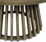 Merax Patio Outdoor Acacia Wood Round Coffee Table for Backyard, Lawn, Balcony, Grey Finish - Photo 6