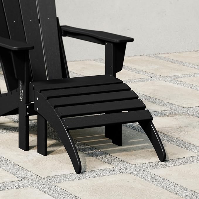 WestinTrends Outdoor Patio Adirondack Ottoman Foot Rest, All Weather Poly Lumber Foot Stool for Adirondack Chair, Widely Used for Outside Porch Pool Lawn Backyard, Sand