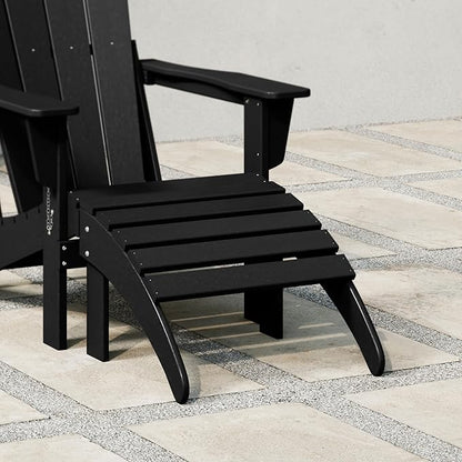 WestinTrends Outdoor Patio Adirondack Ottoman Foot Rest, All Weather Poly Lumber Foot Stool for Adirondack Chair, Widely Used for Outside Porch Pool Lawn Backyard, Sand