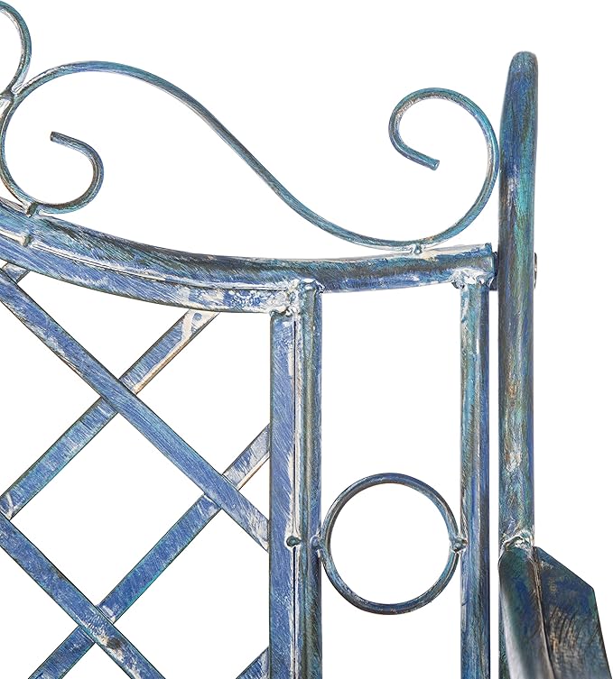 Safavieh PAT5017C Outdoor Collection Abner Antique Blue Wrought Iron 46-inch Garden Bench - Photo 10