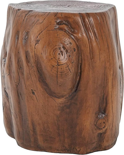 Christopher Knight Home Pawn 17" H MGO Outdoor Side Table with Tree-Stump Design, Patio Decorative Wood-Like Texture End Table, Round Top Lightweight Concrete Garden Stool, No Assembly, Dark Brown