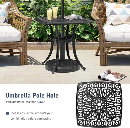 Outdoor Side Table Cast Aluminum Metal Table Weather Resistant Small Patio Table for Garden, Pool, Balcony Table