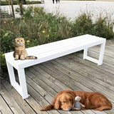 Garden Benches with Metal Legs, Outdoor Bench for Garden, Smooth and Comfortable, can Accommodate 2-3 People(White - Photo 1