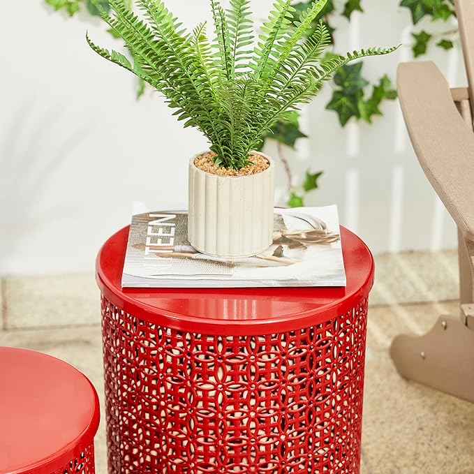 Glitzhome Outdoor Side Table Set of 2 - Photo 8