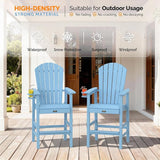 VINGLI Tall Adirondack Chair, All-Weather Plastic Adirondack Chair with Cup Holder Heavy-Duty Outdoor Barstools for - Photo 7