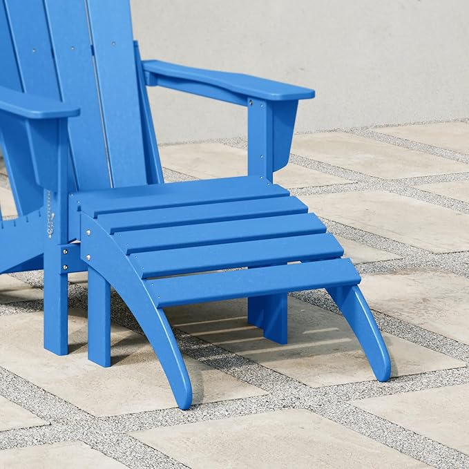 WestinTrends Outdoor Patio Adirondack Ottoman Foot Rest, All Weather Poly Lumber Foot Stool for Adirondack Chair, Widely Used for Outside Porch Pool Lawn Backyard, Pacific Blue